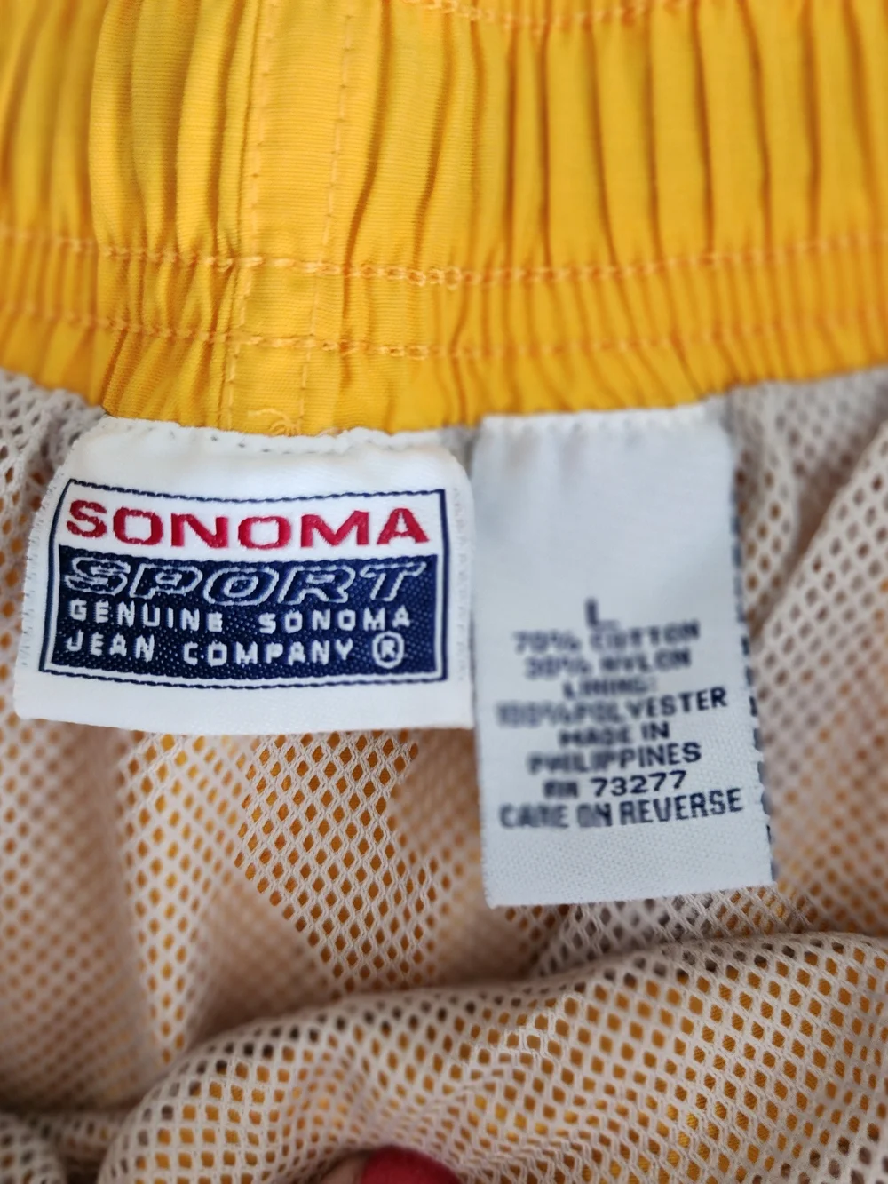 Sonoma Sport Men's Yellow Swim Shorts with Navy Logo [L]